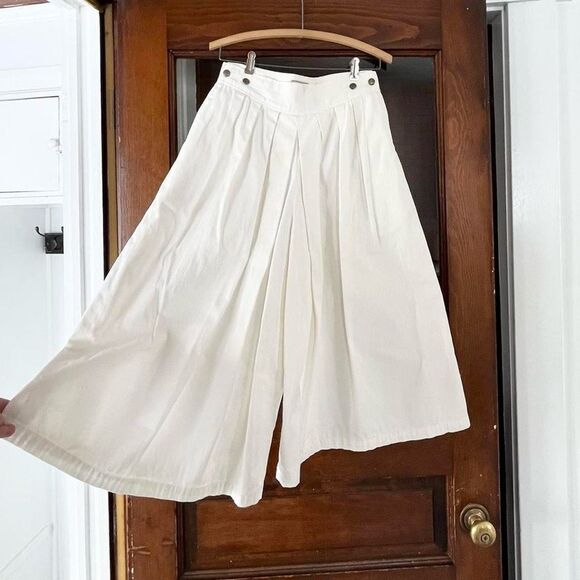 80s Vintage LL Bean White Denim Culotte Gaucho Pants Jeans 27 28 4 6 Womens